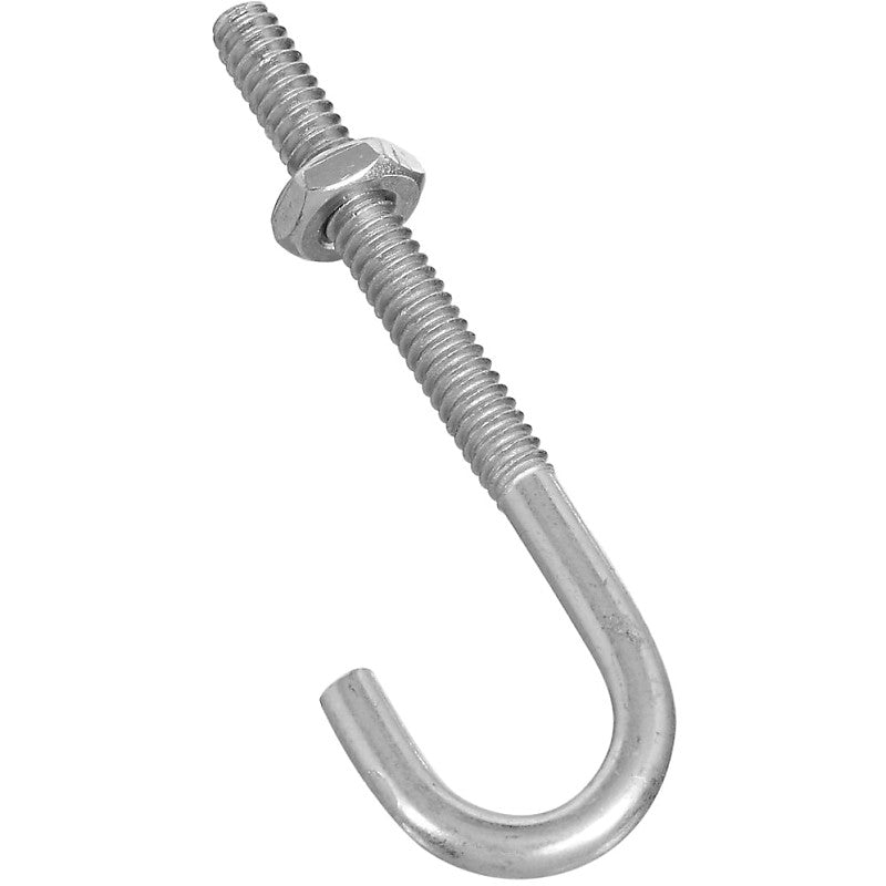 National Hardware N232-876 J-Bolt, 3/16 in Thread, 1-1/2 in L Thread, 2-1/2 in L, 40 lb Working Load, Steel, Zinc (Pack of 10)