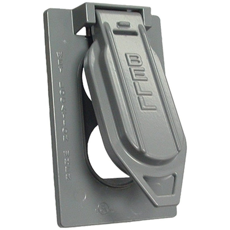 Hubbell 5146-5 Cover, Flip, Snap, 4-9/16 in L, 2-13/16 in W, 1-Gang, Aluminum, Gray, Powder-Coated, 6/CD