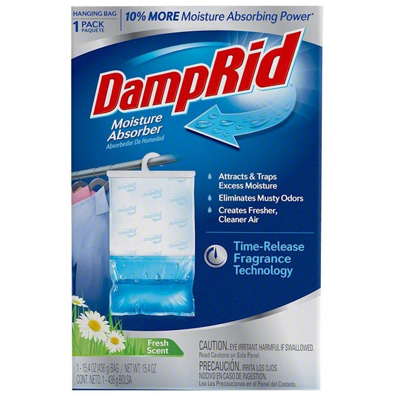 DampRid FG80FSSB Hanging Moisture Absorber, 15.4 oz Box, Solid, Odorless, Fresh Scent