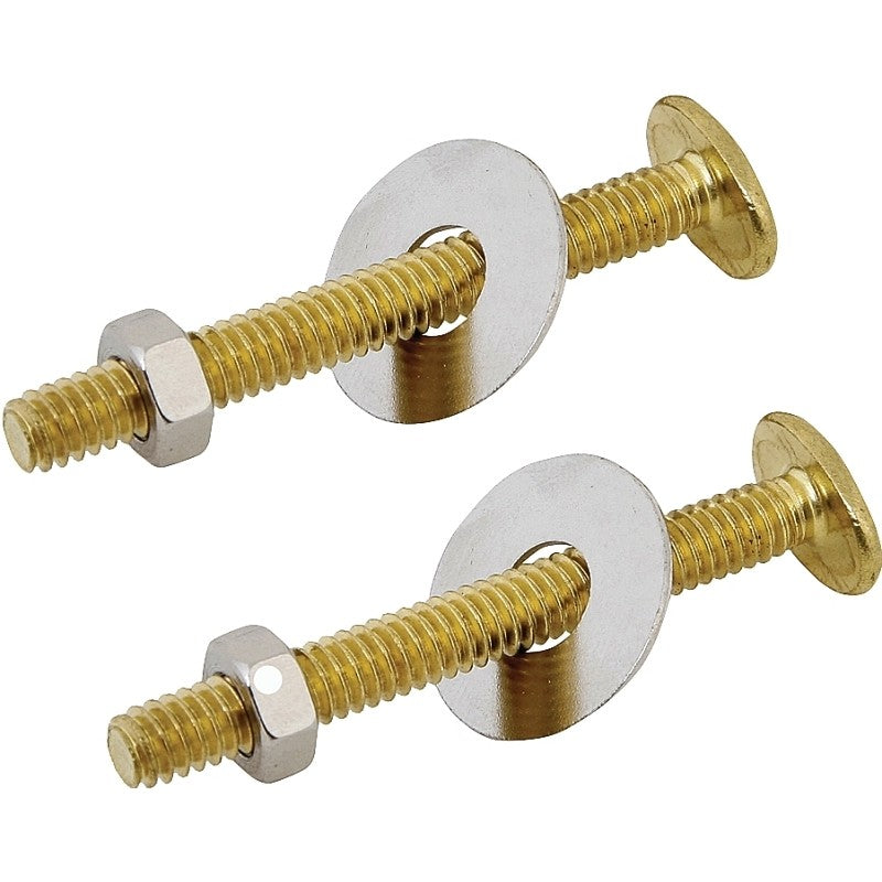 ProSource 70490-3L Bolt Set, Steel, Brass, For: Use to Attach Toilet to Flange