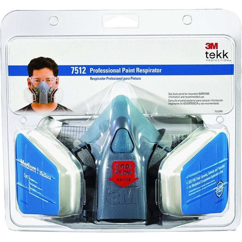 3M TEKK Protection 7512PA1-A/R-7512E Professional Paint Spray Respirator, M Mask, P95 Filter Class, Dual Cartridge
