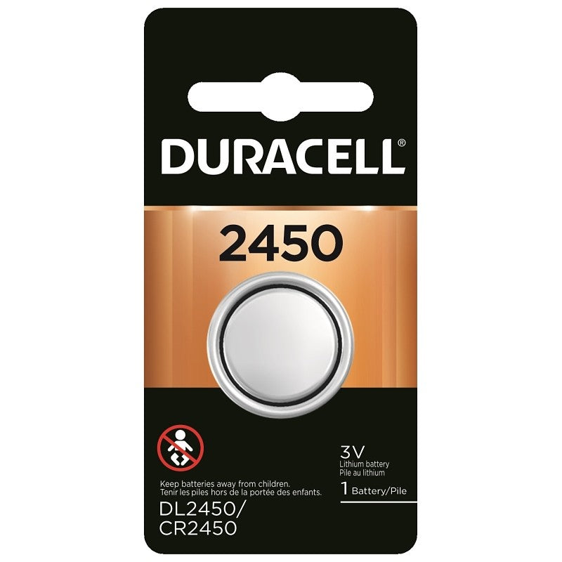 Duracell DL2450BPK Battery, 3 V Battery, 600 mAh, CR2450 Battery, Lithium, Manganese Dioxide (Pack of 6)