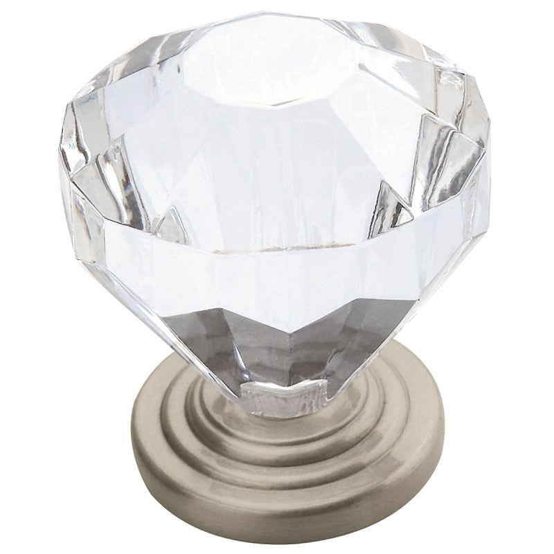 Amerock Traditional Classics Series 14303G10 Cabinet Knob, 1-3/8 in Projection, Acrylic/Zinc, Clear/Satin Nickel
