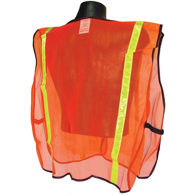 Radians SVO1 Non-Rated Safety Vest, XL, Polyester, Green/Orange/Silver, Hook-and-Loop