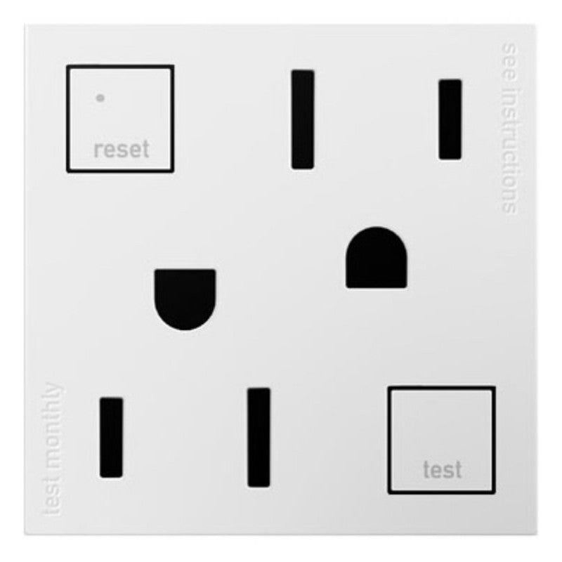 Legrand adorne Series AGFTR2152W4 GFCI Outlet, 125 VAC, 15 A, NEMA: NEMA 5-15R, White