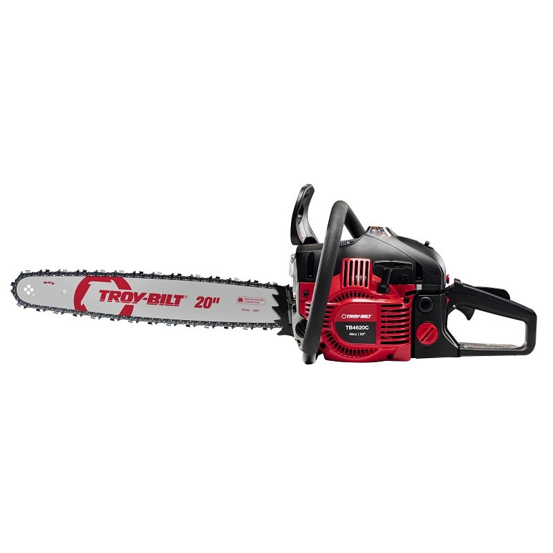 Troy-Bilt 41AY46CS766 Chainsaw, Gas, 46 cc Engine Displacement, 2-Stroke Engine, 20 in L Bar, 0.325 in Pitch
