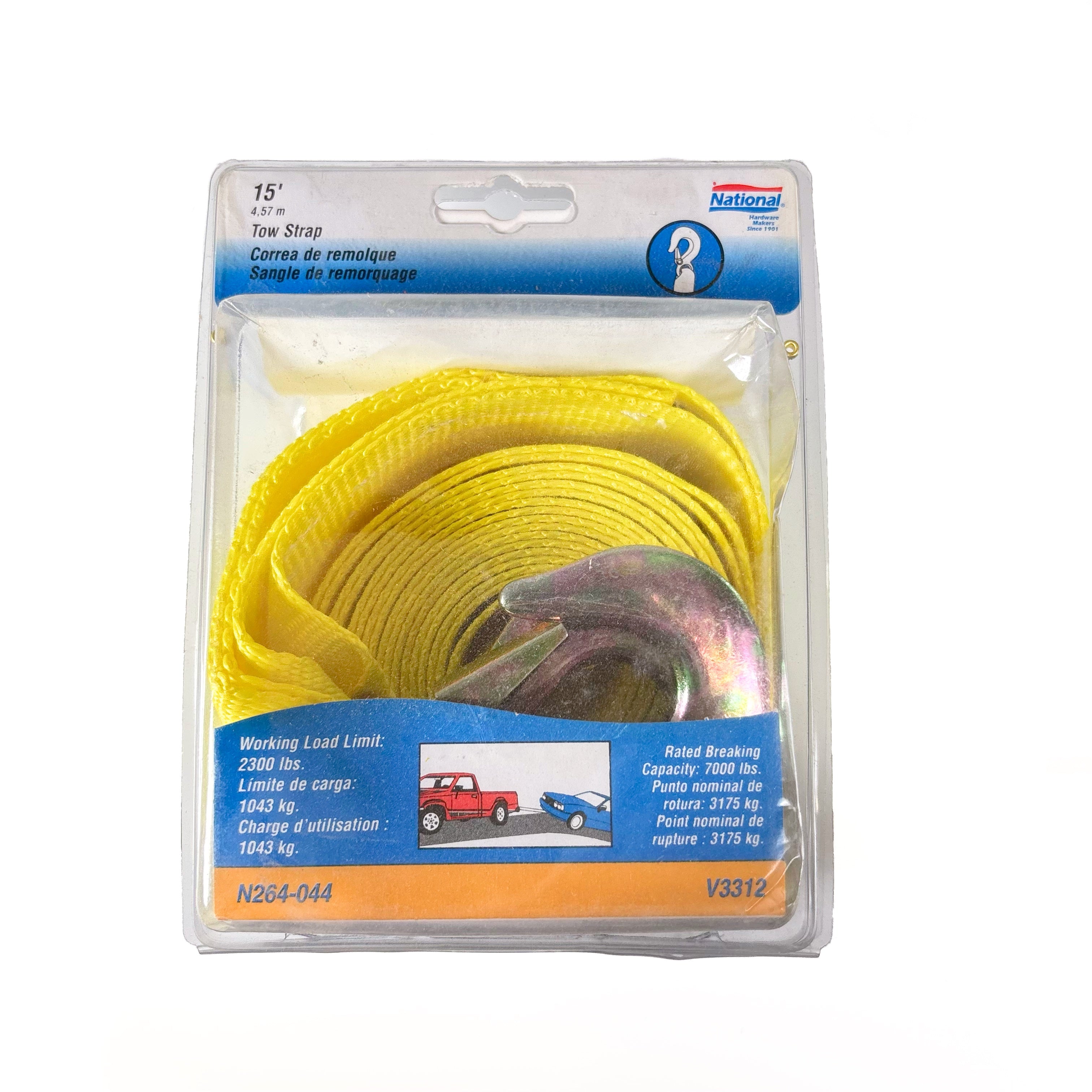 Emergency Vehicle Tow Strap 15 Foot With Forged Steel Hooks