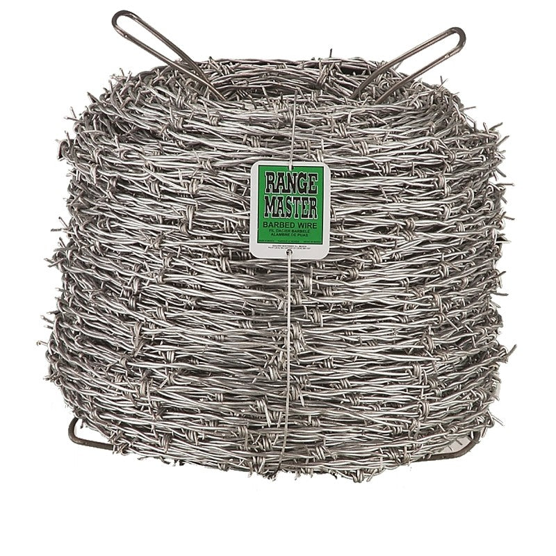 Rangemaster 7126 Barbed Wire, 1320 ft L, 12-3/4 Gauge, 5 in Points Spacing, Zinc