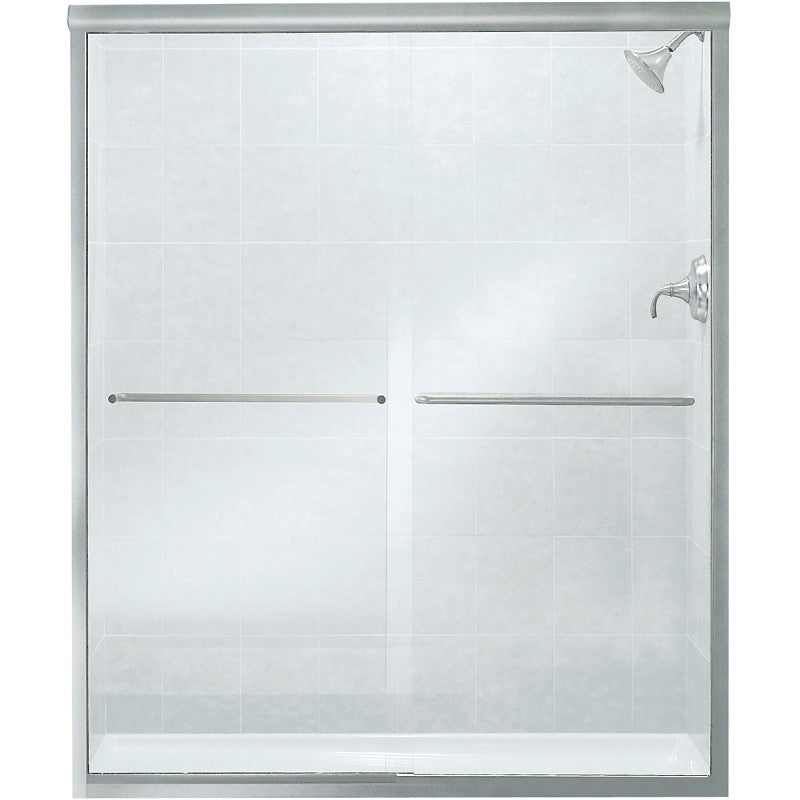 Sterling 5475-59S-G05 Shower Door, Silver Frame, Clear Glass, Tempered Glass, Frameless Frame, Aluminum Frame