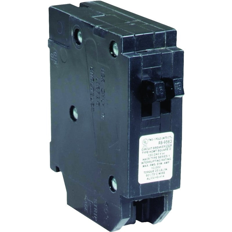 Square D Homeline HOMT2020CP Circuit Breaker, Mini, Tandem, 20 A, 1 -Pole, 120/240 V, Fixed Trip, Plug Mounting