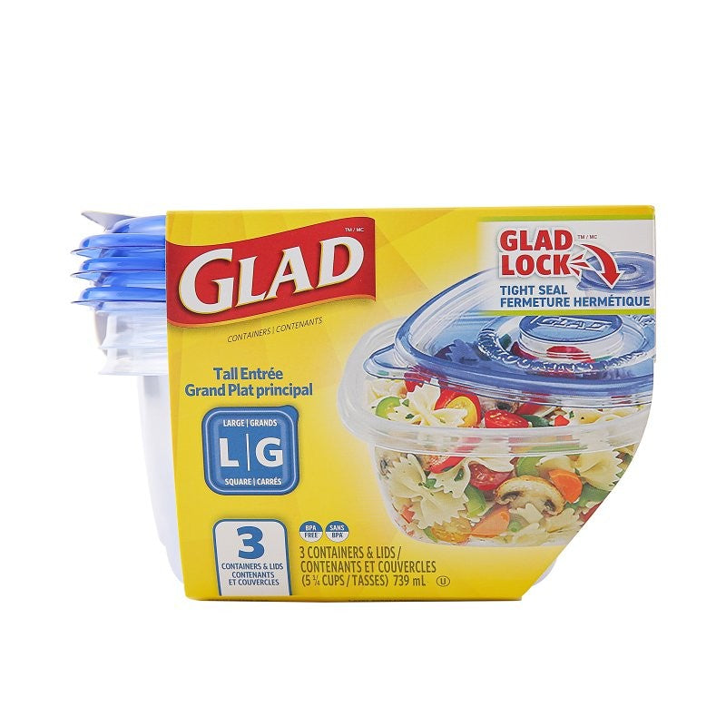 Glad BBG10041 Large Tall Entree, 42 oz, Plastic, Clear (Pack of 6)
