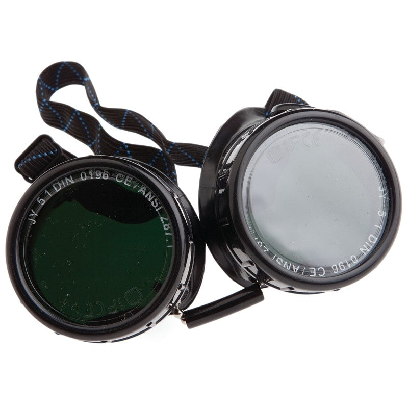Forney 55311 Brazing Goggles, 1.97 in Lens, Clear Lens, #5 Lens, Plastic Frame, Black/Green Frame