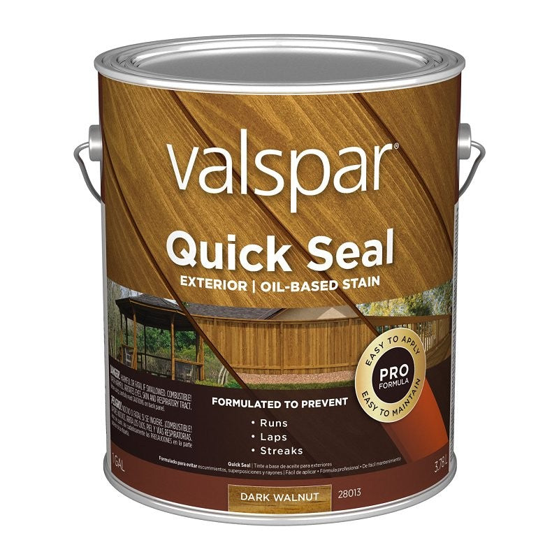Valspar Quick Seal VL1028013-16 Exterior Stain, Semi-Transparent, Dark Walnut, Liquid, 1 gal (Pack of 4)