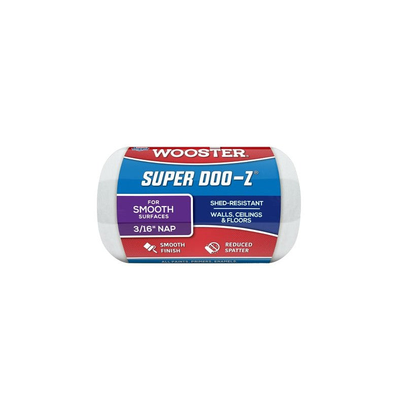 Wooster R206-4 Roller Cover, 3/16 in Thick Nap, 4 in L, Fabric Cover, White (Pack of 24)