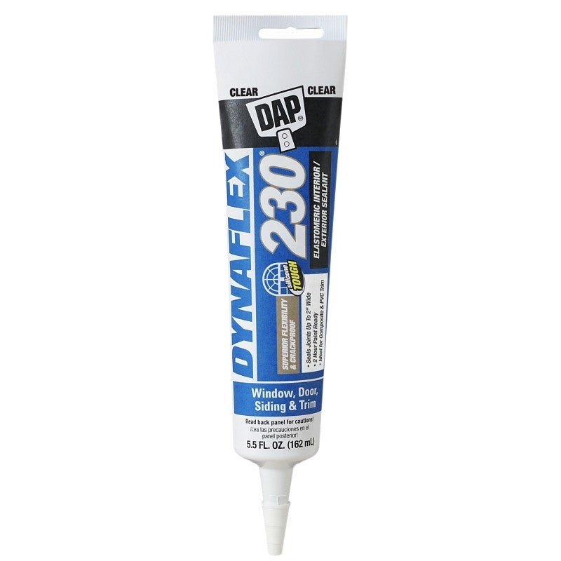 DAP 18860 Premium Sealant, Clear, 1 day Curing, 40 to 100 deg F, 5.5 oz Squeeze Tube