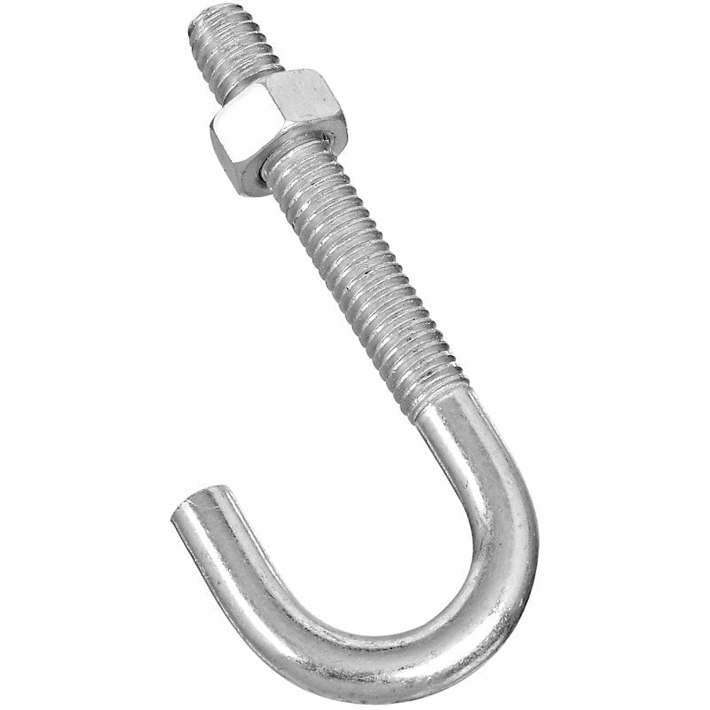 National Hardware 2195BC Series N232-918 J-Bolt, 5/16-18 Thread, 2 in L Thread, 3 in L, 160 lb Working Load, Steel, Zinc (Pack of 10)