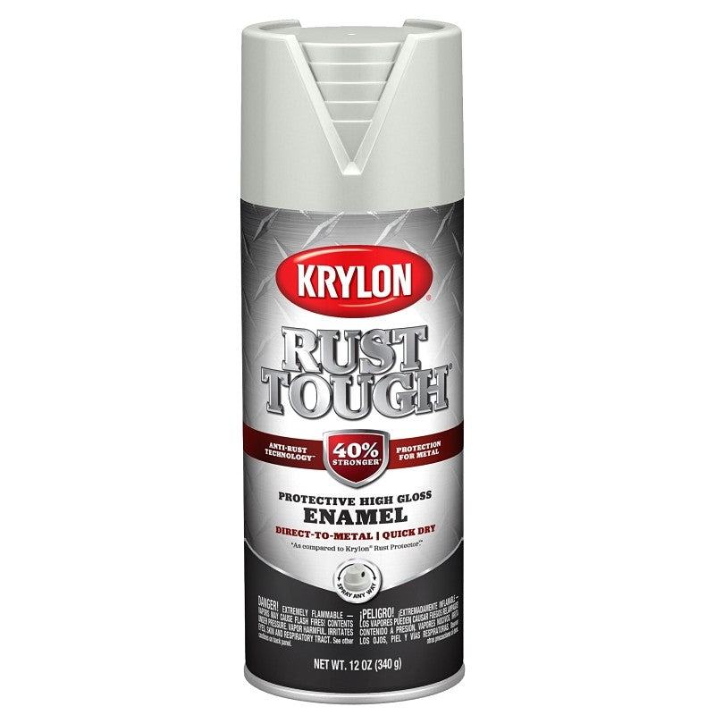 Krylon Rust Tough K09261008 Enamel Spray Paint, Gloss, Light Gray, 12 oz, Can (Pack of 6)