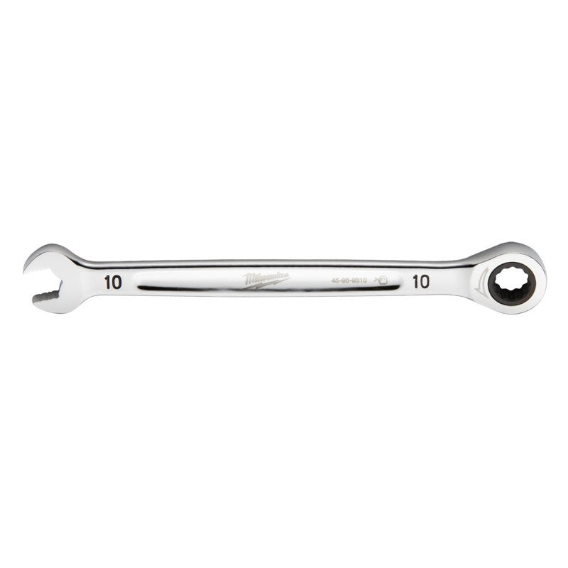 Milwaukee 45-96-9310 Ratcheting Combination Wrench, Metric, 10 mm Head, 6-1/2 in L, 12-Point, Steel, Chrome