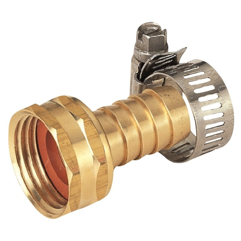 Landscapers Select GB958F3L Garden Hose Coupling with Clamp, 5/8 in, Female, Brass, Brass