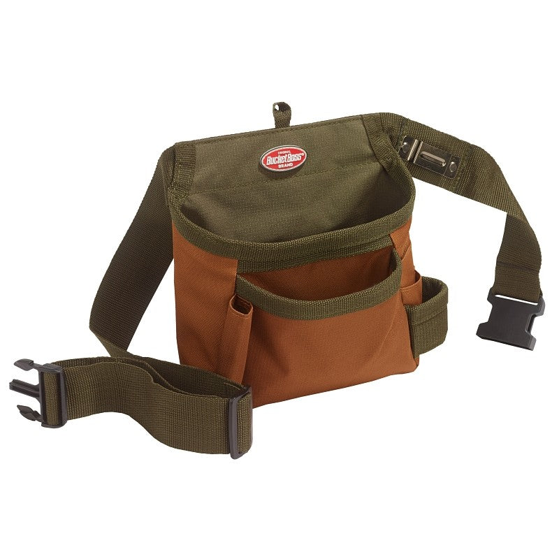 Bucket Boss 50300 Handyman's Holster, 52 in Waist, 5-Pocket, Poly Ripstop Fabric, Brown/Green
