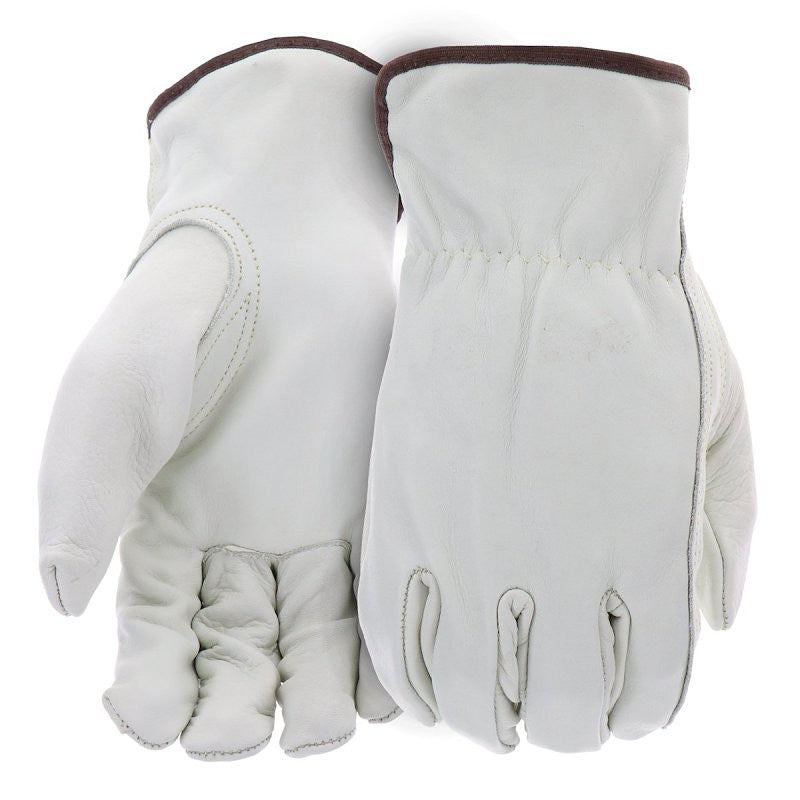 Boss B81192-XL Work Gloves, Men's, XL, 8-3/8 to 8-3/4 in L, Keystone Thumb, Slip-On Cuff, Cowhide Leather, Natural