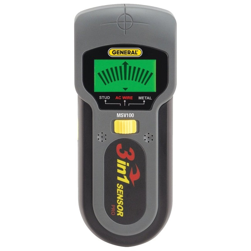 General MSV100 Stud/Voltage/Metal Detector, 9 V Battery, 1-1/2 in Detection, Detectable Material: Copper/Iron/Wood