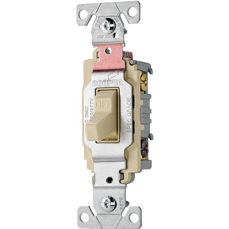 Eaton Wiring Devices CS320V Series Toggle Switch, Ivory, 20 A, 120/277 V, 3-Position, Screw Terminal
