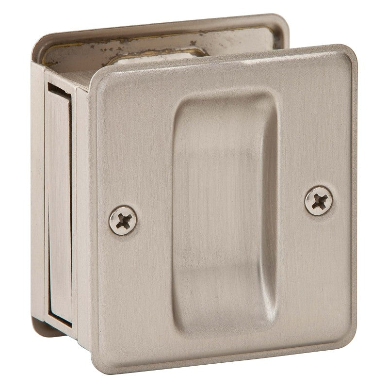 Schlage SC990B-619 Pocket Door Pull, 2-1/2 in W, 2-3/4 in H, Brass, Satin Nickel