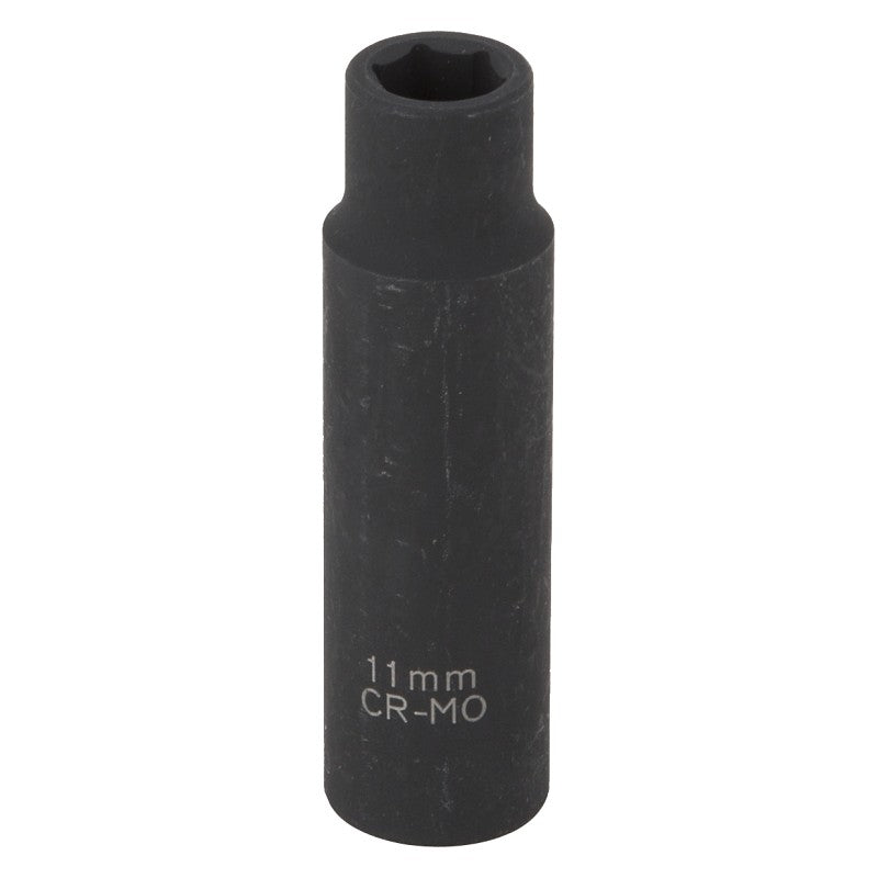Vulcan MT6580209 Deep Impact Socket, 11 mm Socket, 1/2 in Drive, Deep Drive, 6-Point, Chrome Molybdenum Steel