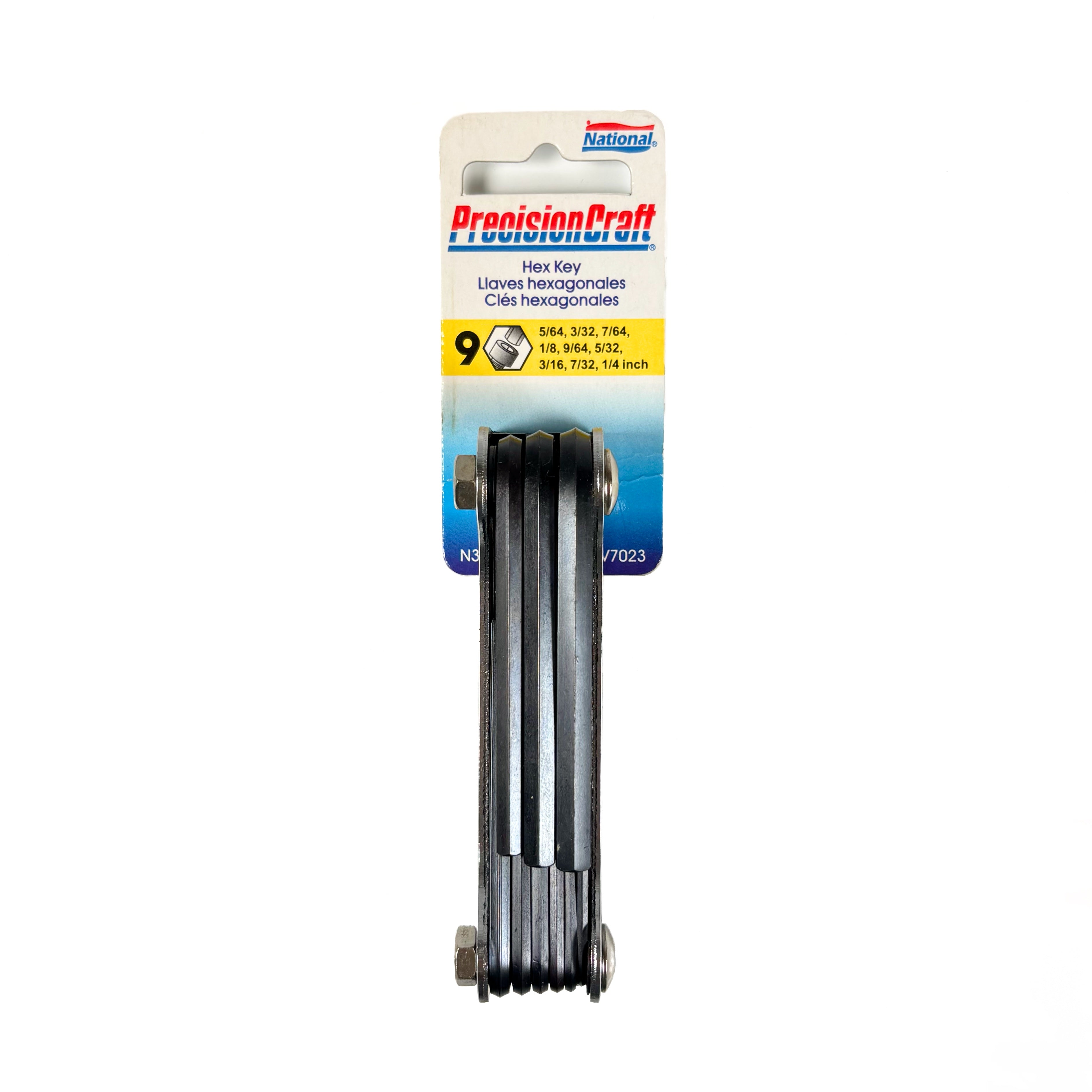 Large Fold Up Hex Key 9 Piece Set Sizes 5/64 To 1/4 Inch