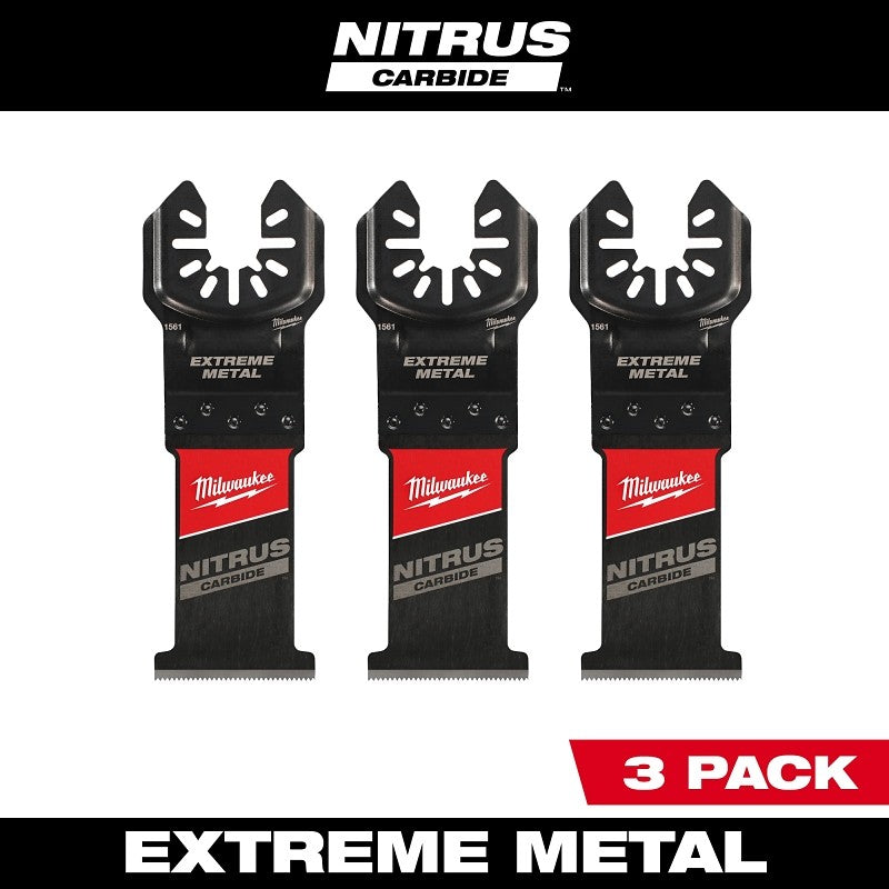 Milwaukee NITRUS CARBIDE Series 49-25-1563 Oscillating Multi-Tool Blade, Carbide, 1-3/8 in D Cutting, 3/PK