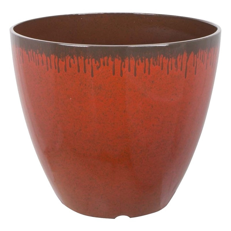 Landscapers Select PT-S023 Planter, 12 in Dia, 10 in H, Round, Resin, Red, Mocha Drip (Pack of 6)