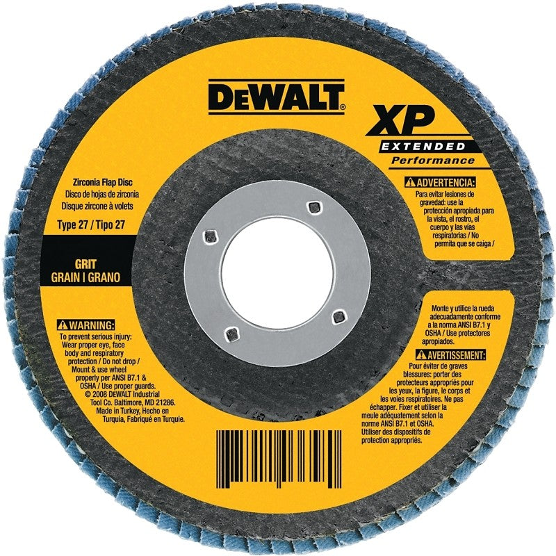 DEWALT DW8313 Flap Disc, 4-1/2 in Dia, 5/8-11 Arbor, Coated, 80 Grit, Medium, Fiberglass Backing, Zirconia Abrasive
