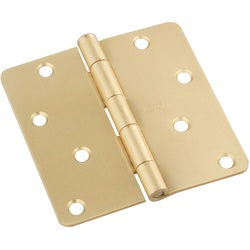 Door Hinges 4 Inch 1/4 Radius Satin Brass 2 Pack (POS)
