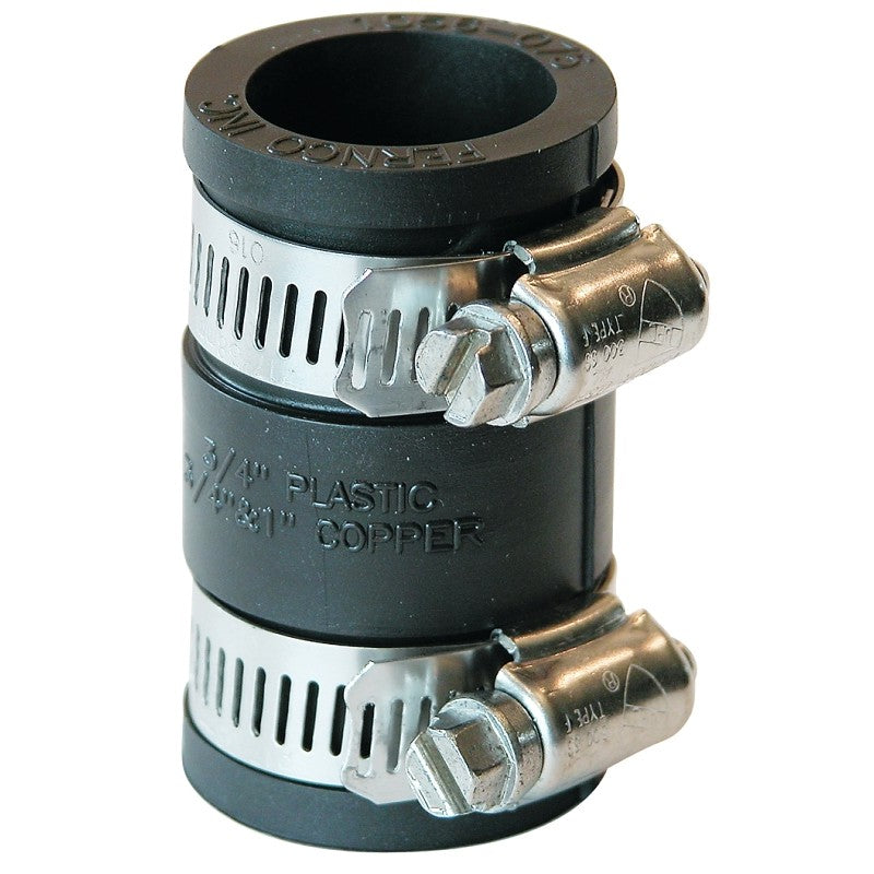 Fernco P1056-075 Flexible Coupling, 3/4 in, PVC, SCH 40 Schedule, 4.3 psi Pressure