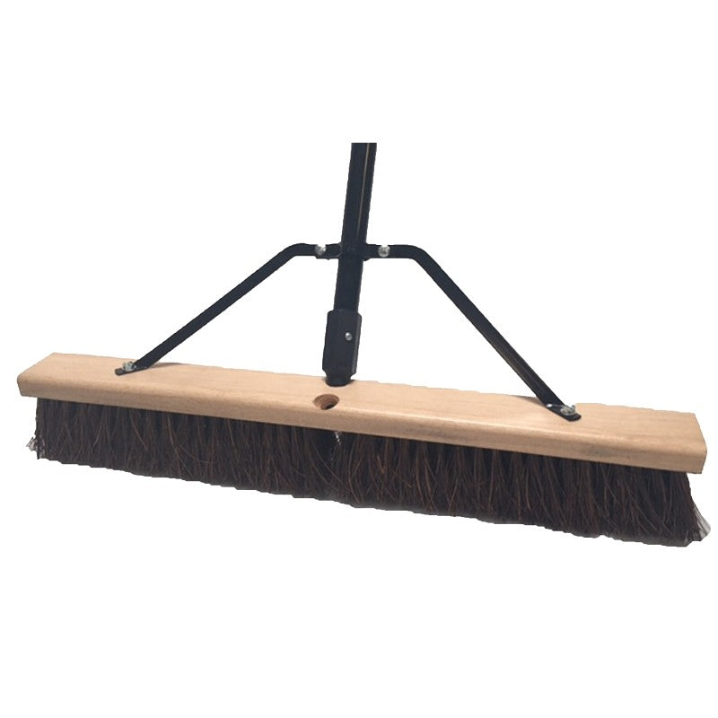 Simple Spaces 93220 Push Broom, 24 in Sweep Face, 3 in L Trim, Palmyra Bristle, 60 in L, Threaded with Brace