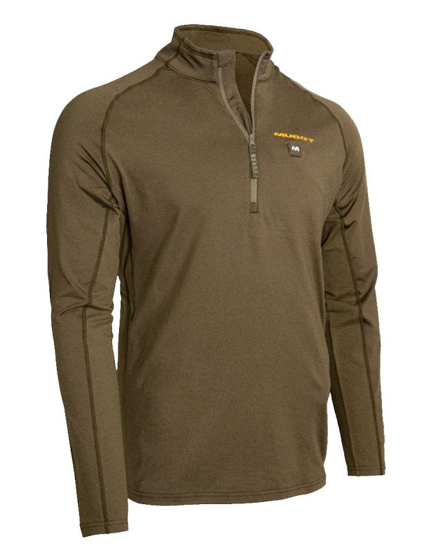 Muddy Nucleus Series HT-QZ-CL-XL Heated Shirt, XL, Polyester/Spandex, Brown Clay, Mock Neck, Long Sleeve
