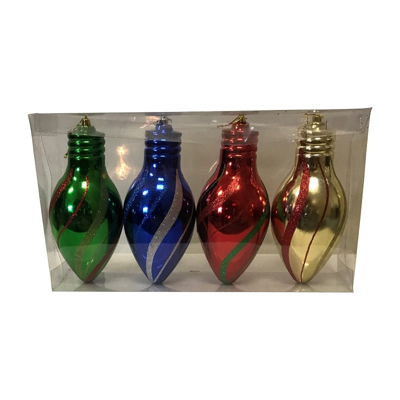 Hometown Holidays 99103 Bulb Ornament, 100 mm H, PVC, Assorted (Pack of 8)
