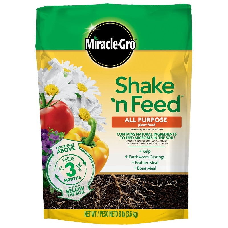 Miracle-Gro Shake 'n Feed 3002010 All-Purpose Plant Food, 8 lb, Solid, 12-4-8 N-P-K Ratio