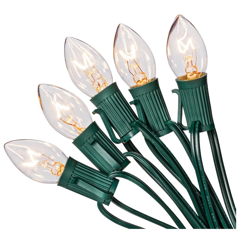 Santas Forest 03161/U00Z125A Light Set, Christmas, 120 V, 125 W, 25-Lamp, C7 Incandescent Lamp, Clear Lamp