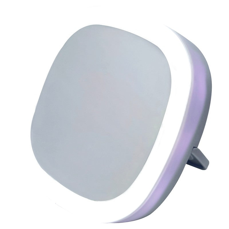 PowerZone MK-8403 LED Portable Make Up Mirror, Square, 3-1/4 in W, 3-1/4 in H, Plastic Frame, White Frame (Pack of 12)