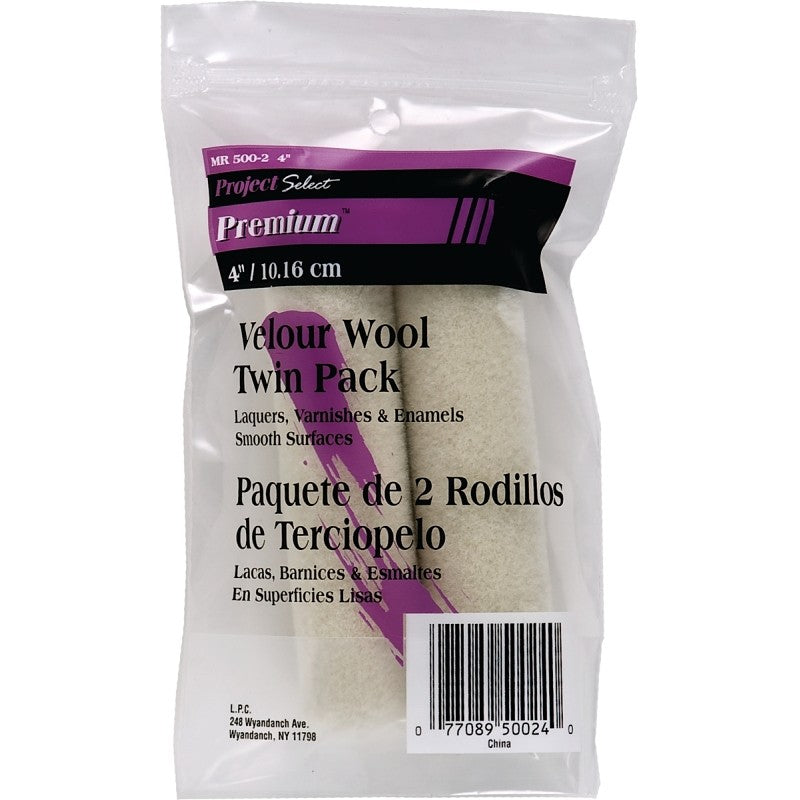 Linzer MR500-2 Paint Roller Cover, 1/8 in Thick Nap, 4 in L, Velour Cover