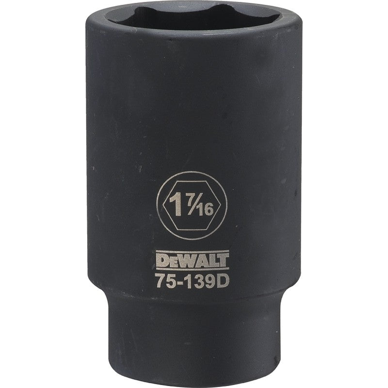 DEWALT DWMT75139OSP Impact Socket, 1-7/16 in Socket, 1-9/16 in D Socket, 3/4 in Drive, 6-Point, CR-440 Steel