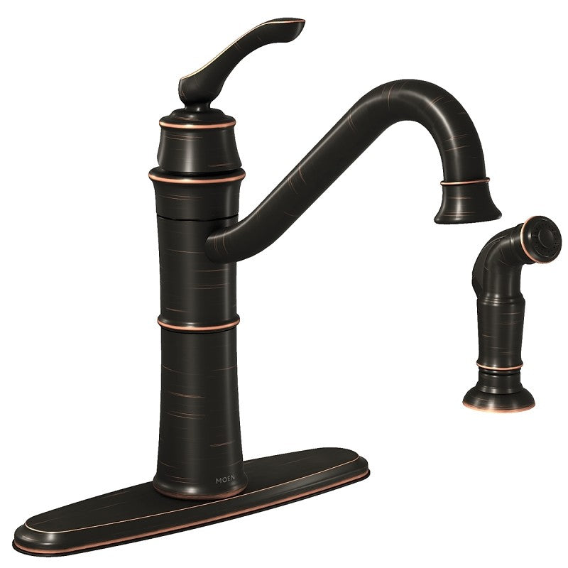 Moen Wetherly Series 87999BRB Kitchen Faucet, 1.5 gpm, 1-Handle, Stainless Steel, Mediterranean Bronze