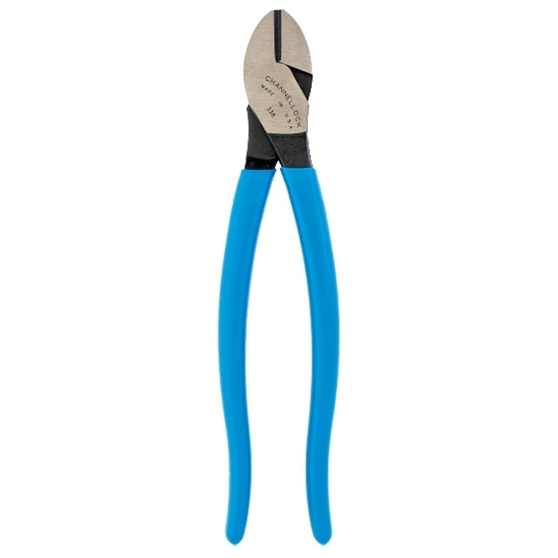 Channellock 338 Diagonal Cutting Plier, 8 in OAL, Blue Handle, Ergonomic Handle, 1.18 in W Jaw, 0.79 in L Jaw