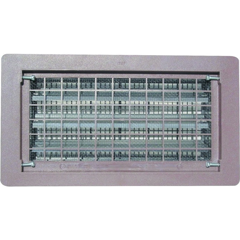 Witten Vent 306MGR Foundation Vent, 65 sq-in Net Free Ventilating Area, Mesh Grill, Thermoplastic, Gray