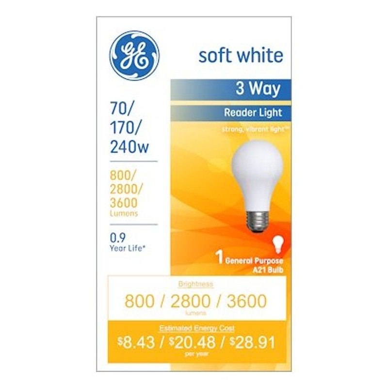 GE Industrial Solutions 15846 Incandescent Bulb, 70/240 W, A21 Lamp, Medium E26 Lamp Base, 3600 Lumens