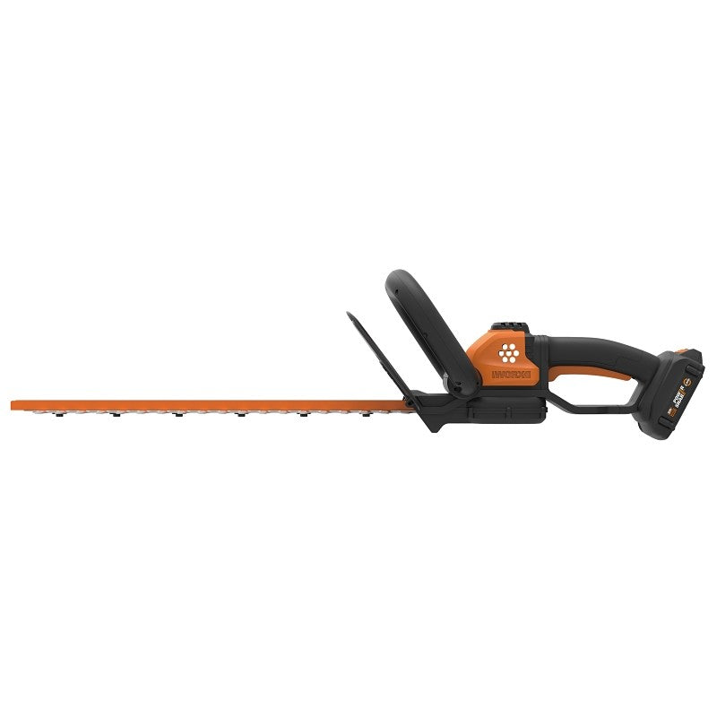 Worx WG261 Hedge Trimmer, Battery Included, 20 V, Lithium-Ion, 3/4 in Dia x 22 in L Cutting Capacity, D-Grip Handle