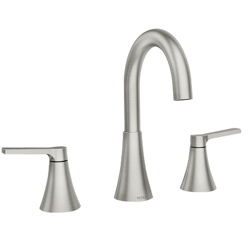 Moen Mikah, 84312 84312SRN Series Bathroom Faucet, 5 in Spout Reach, Brushed Nickel, 1.2 gpm, 2-Faucet Handle