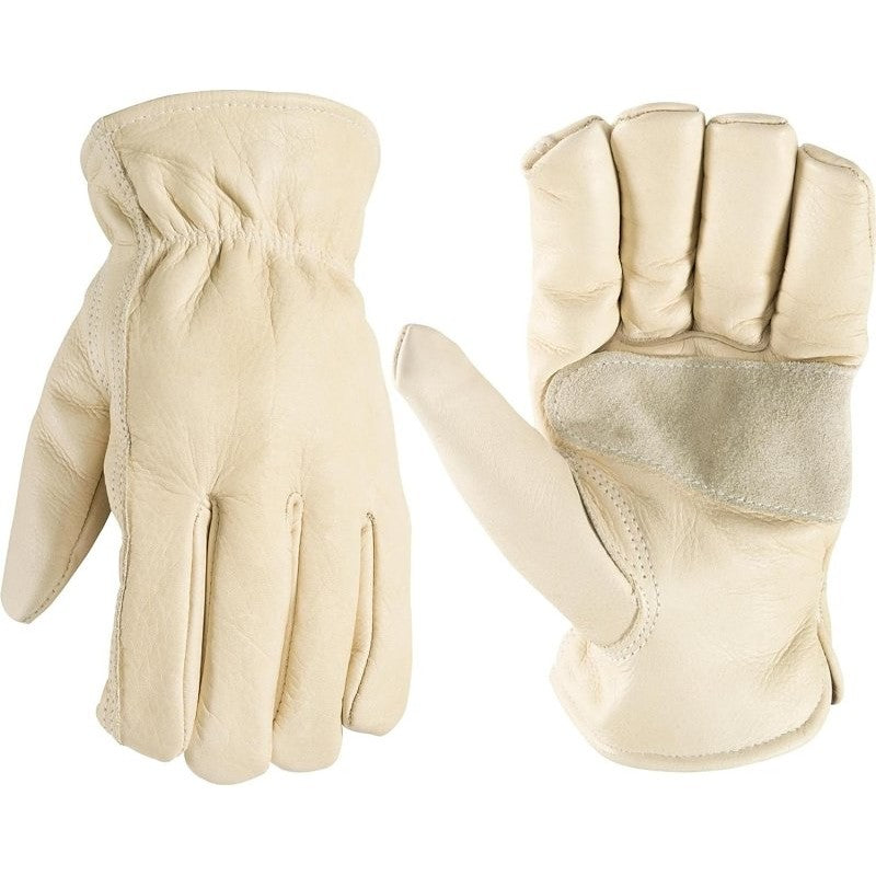 Wells Lamont 1130S Work Gloves, Men's, S, Keystone Thumb, Slip-On Cuff, Grain Cowhide Leather, White
